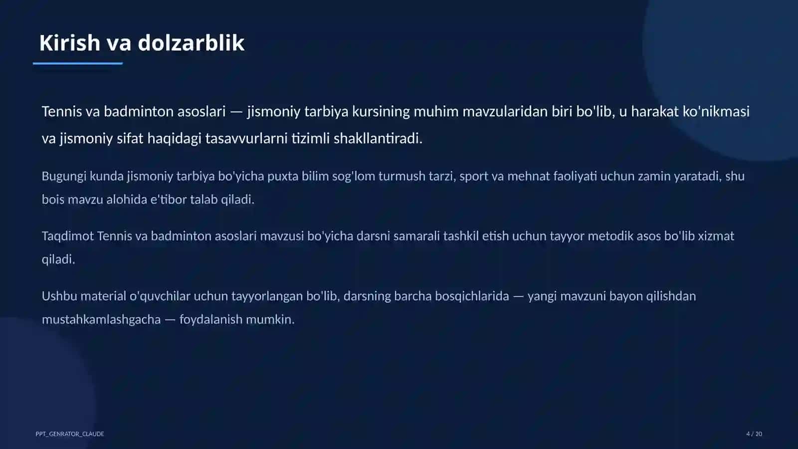 Tennis va badminton asoslari (10-sinf) 4