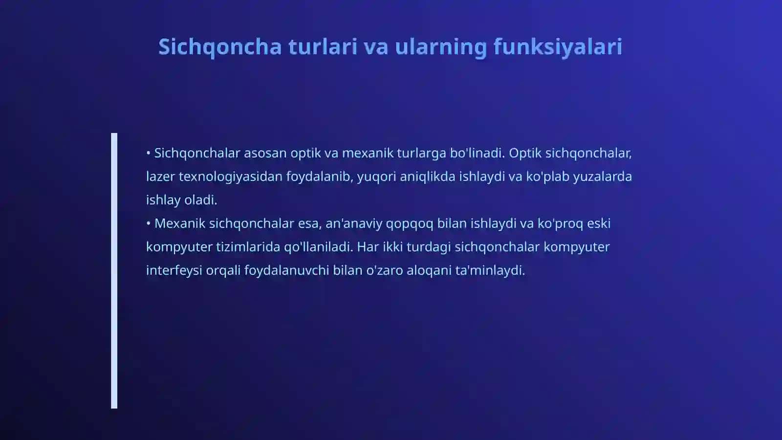 Monitor va sichqoncha qurilamalarining turlari va vazifalari 4