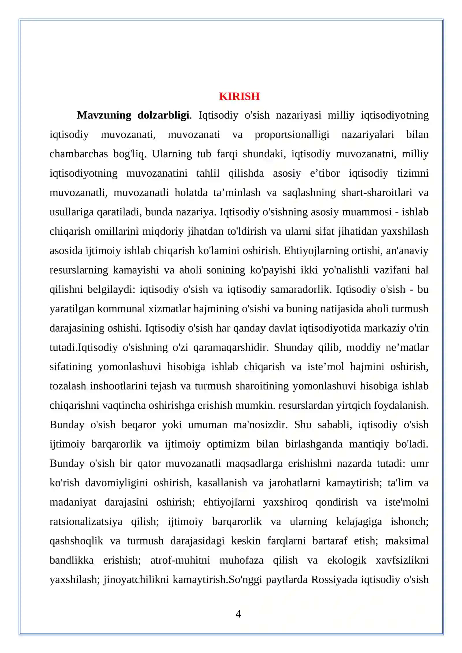 IQTISODIYOT NAZARIYASI KURS ISHI 4