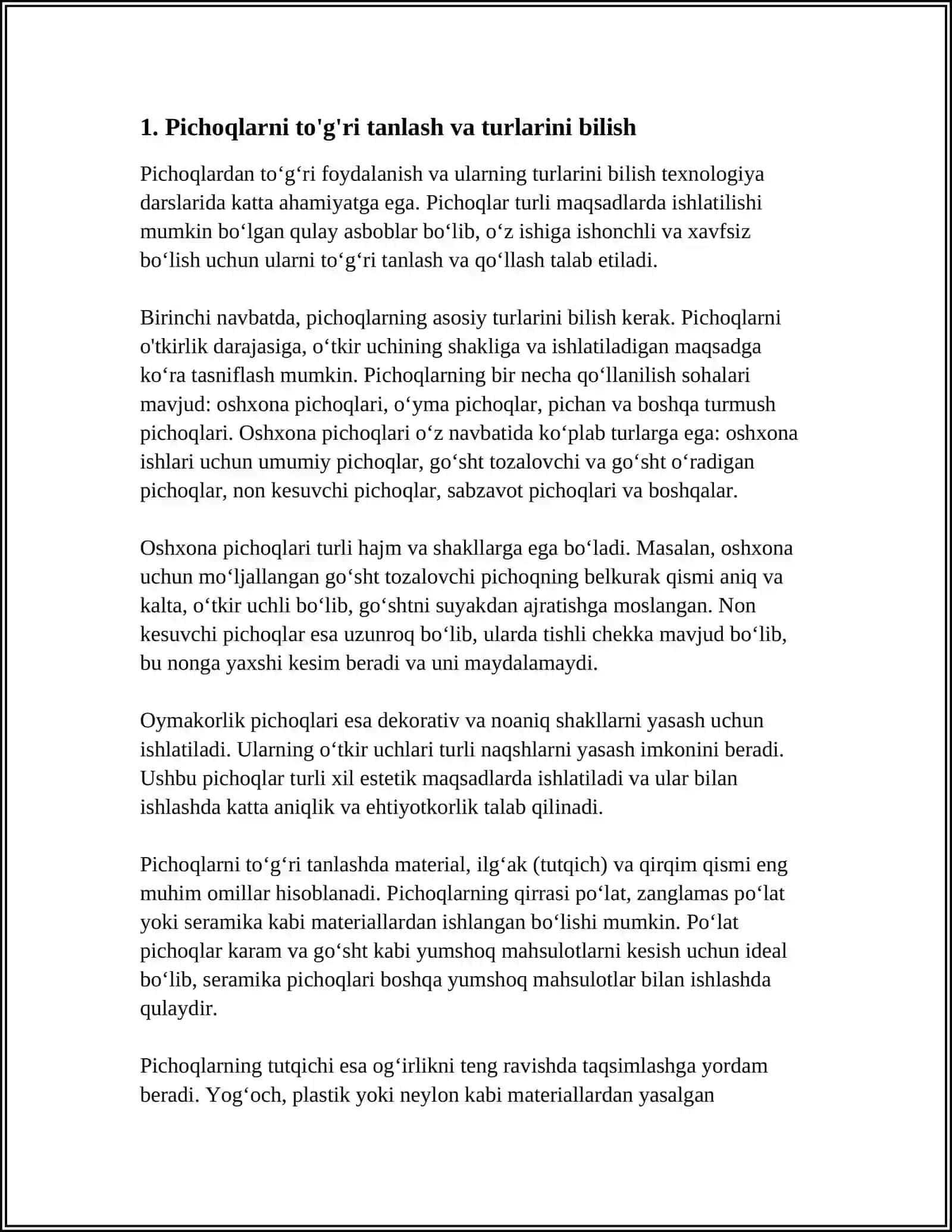 TEXNALOGIYA DARSLARIDA PICHOQDAN FOYDALANISH QOIDALARI 4