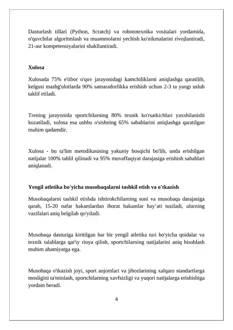 Yengil atletika va uni oʻqitish metodikasi faning maqsadi hamda vazifalari 4