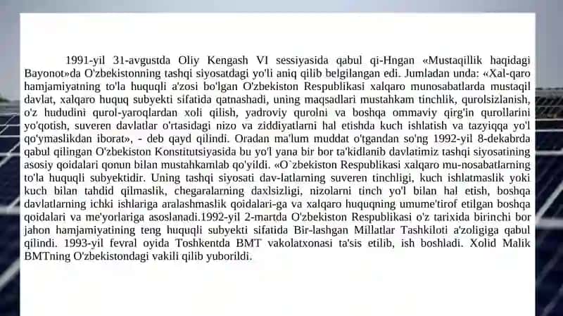 O`ZBEKISTON VA JAHON HAMJAMIYATI 4