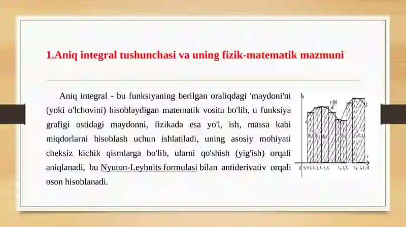 ANIQ INTEGRALNING MEXANIKA VA FIZIKA MASALALARINI YECHISHGA TABIQI 4