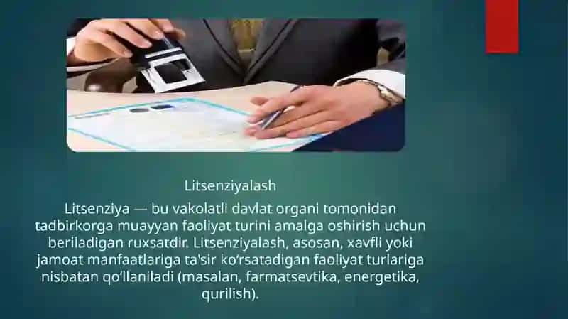 Litsenziyalash, ruxsat berish va xabardor qilish tushunchalari va prinsiplari 4