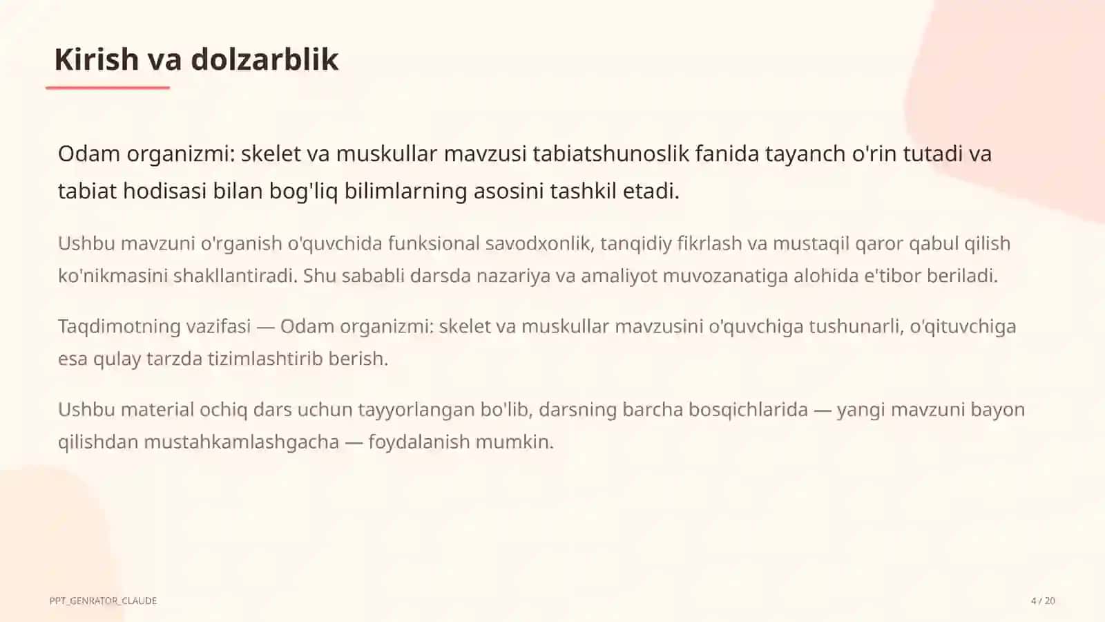 Odam organizmi: skelet va muskullar (4-sinf) 4