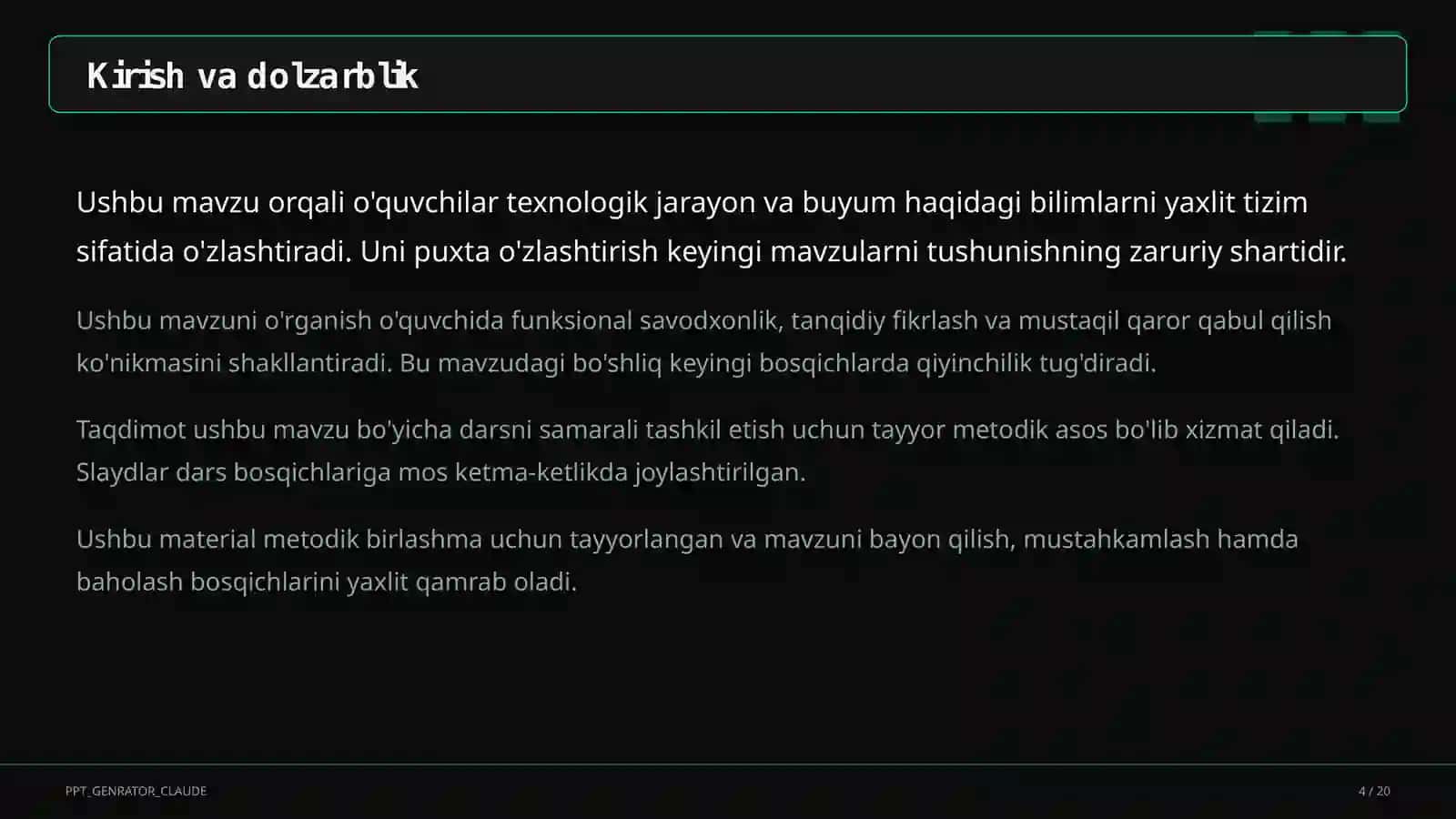 Ishlab chiqarish texnologiyalari va avtomatlashtirish (10-sinf) 4