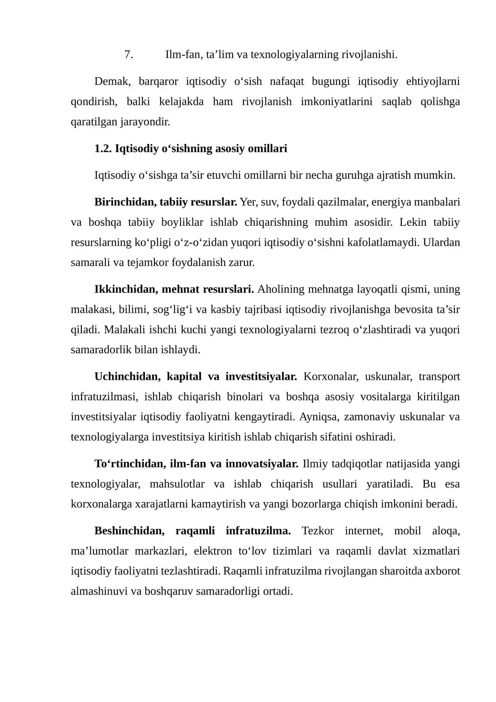 BARQAROR IQTISODIY O‘SISHNI TA’MINLASHDA INNOVATSIYALAR VA RAQAMLI IQTISODIYOTNING O‘RNINI TAHLIL QILISH 4