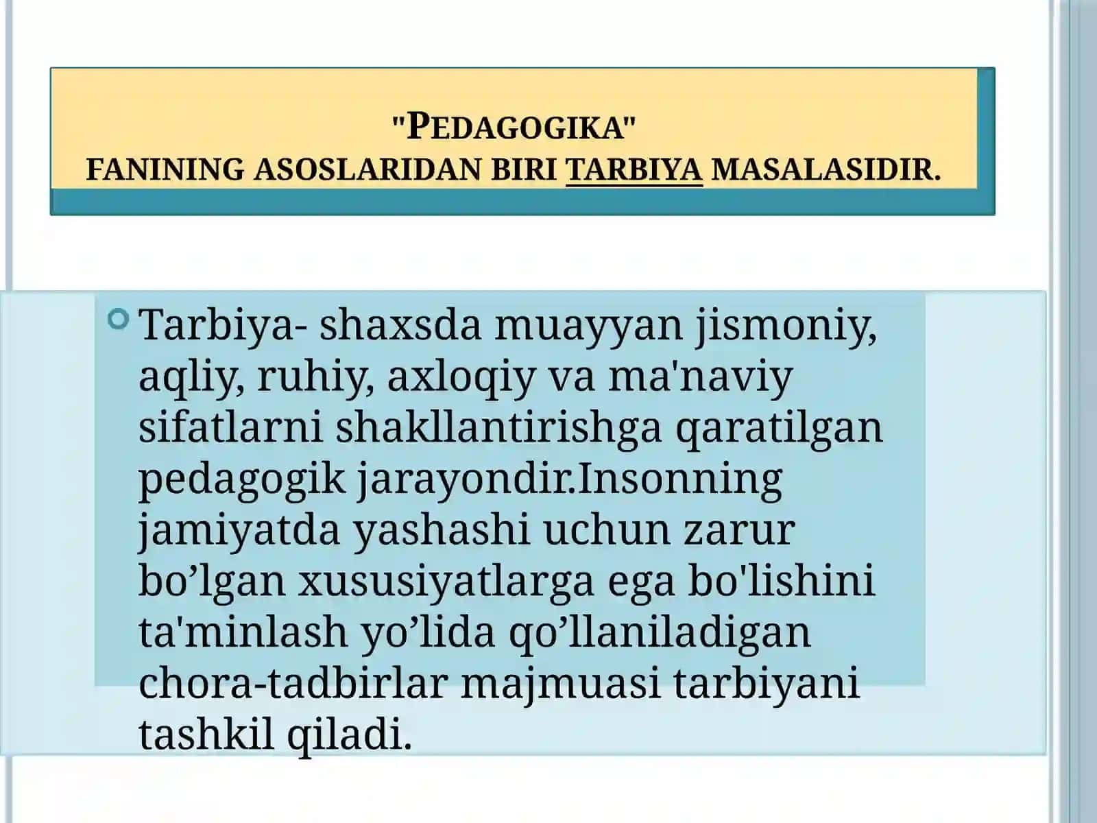Tarbiya fanining joriyetilishi va maqsadi 4