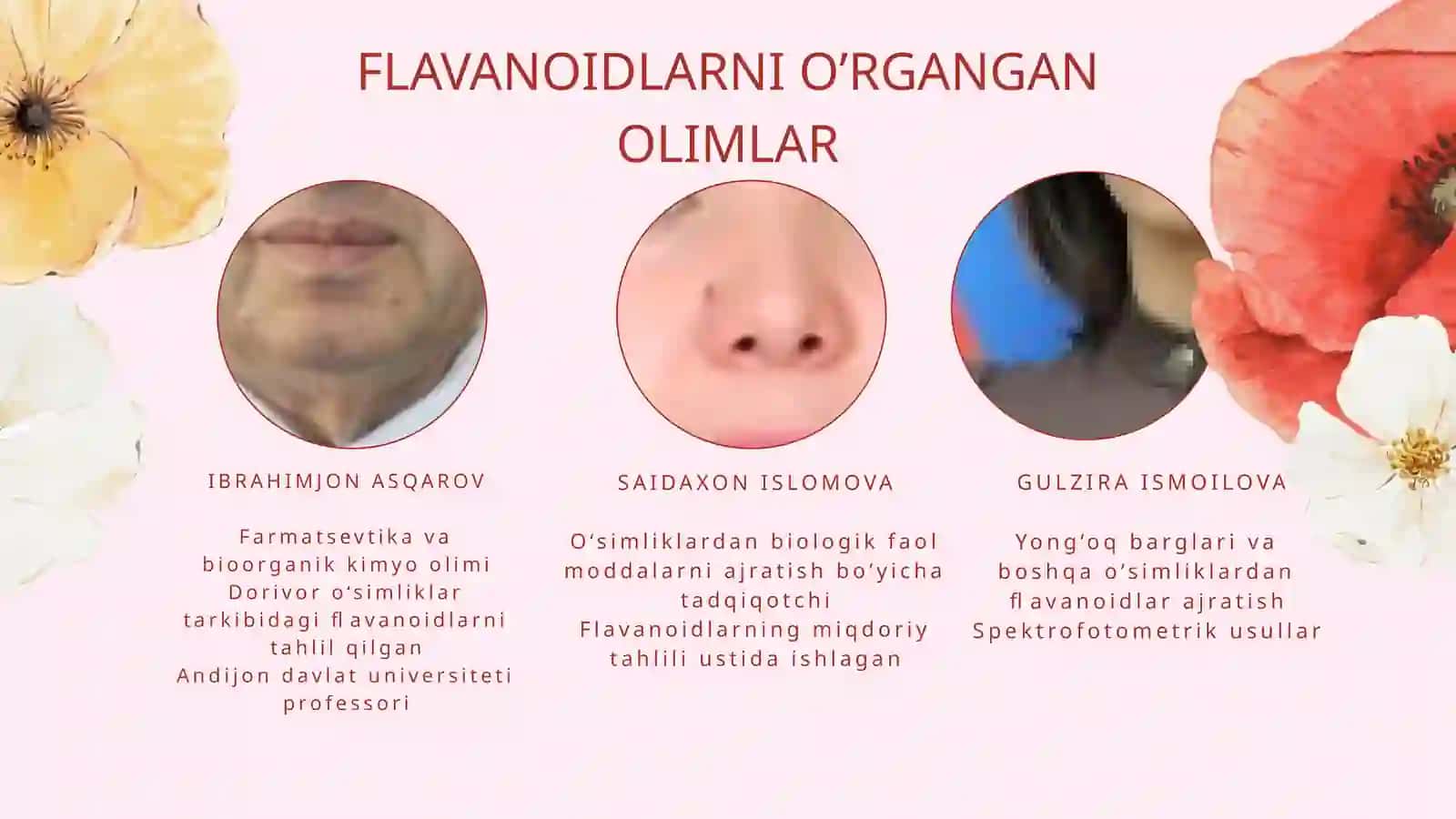 FLAVONOIDLAR BIOSINTEZI. FLAVONODILARNI O‘RGANISHDA VATAN OLIMLARINING TUTGAN O’RNI. UCH RANGLI GUNAFSHA O‘SIMLIGI 4