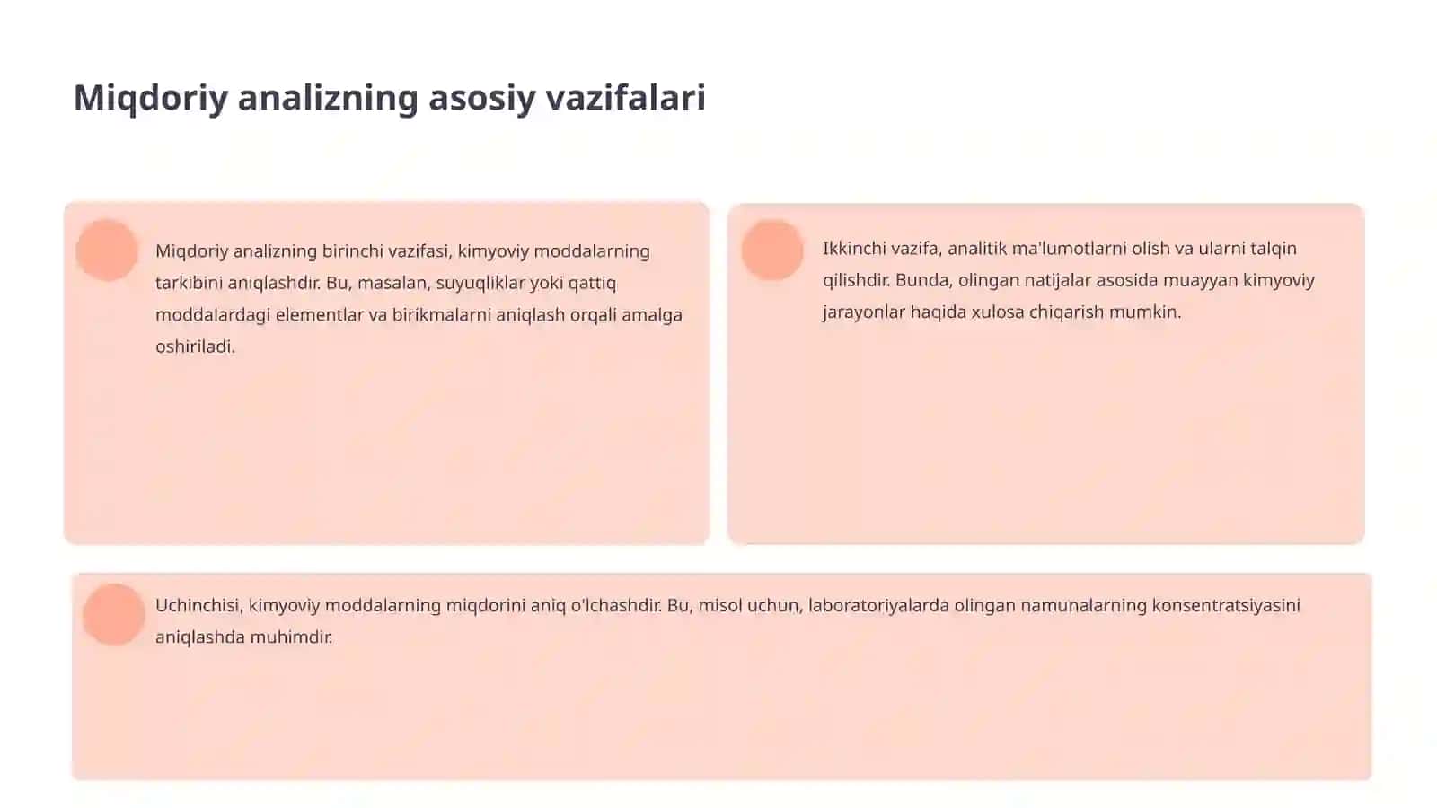 Miqdoriy analiz vazifasi va metodi kimyo 4