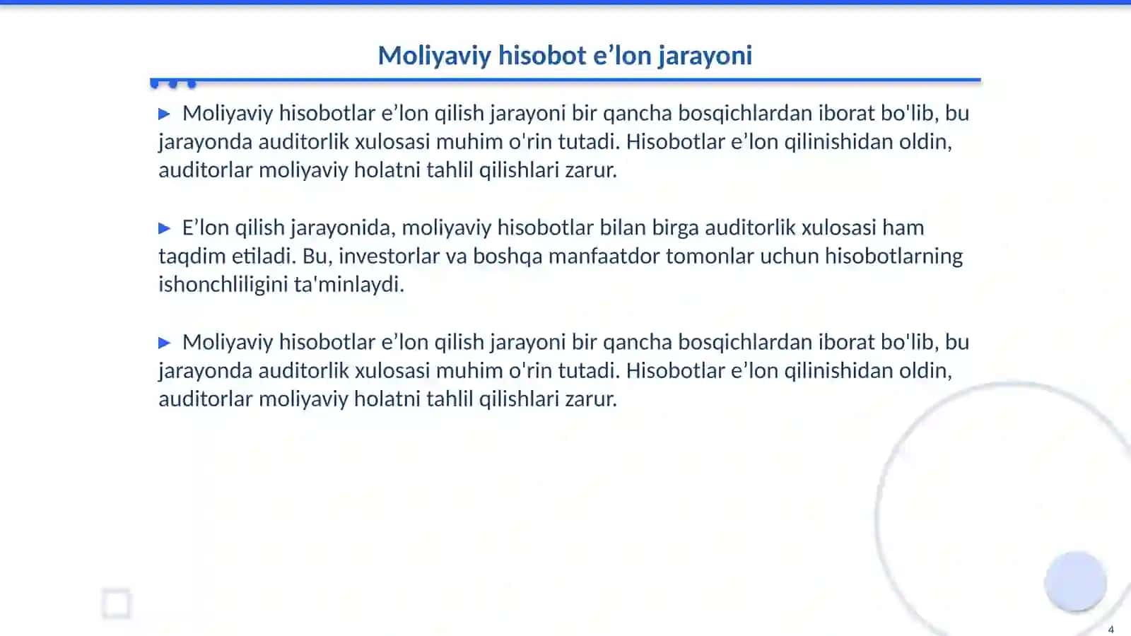 Auditorlik xulosasi va Moliyaviy Hisobotlar 4