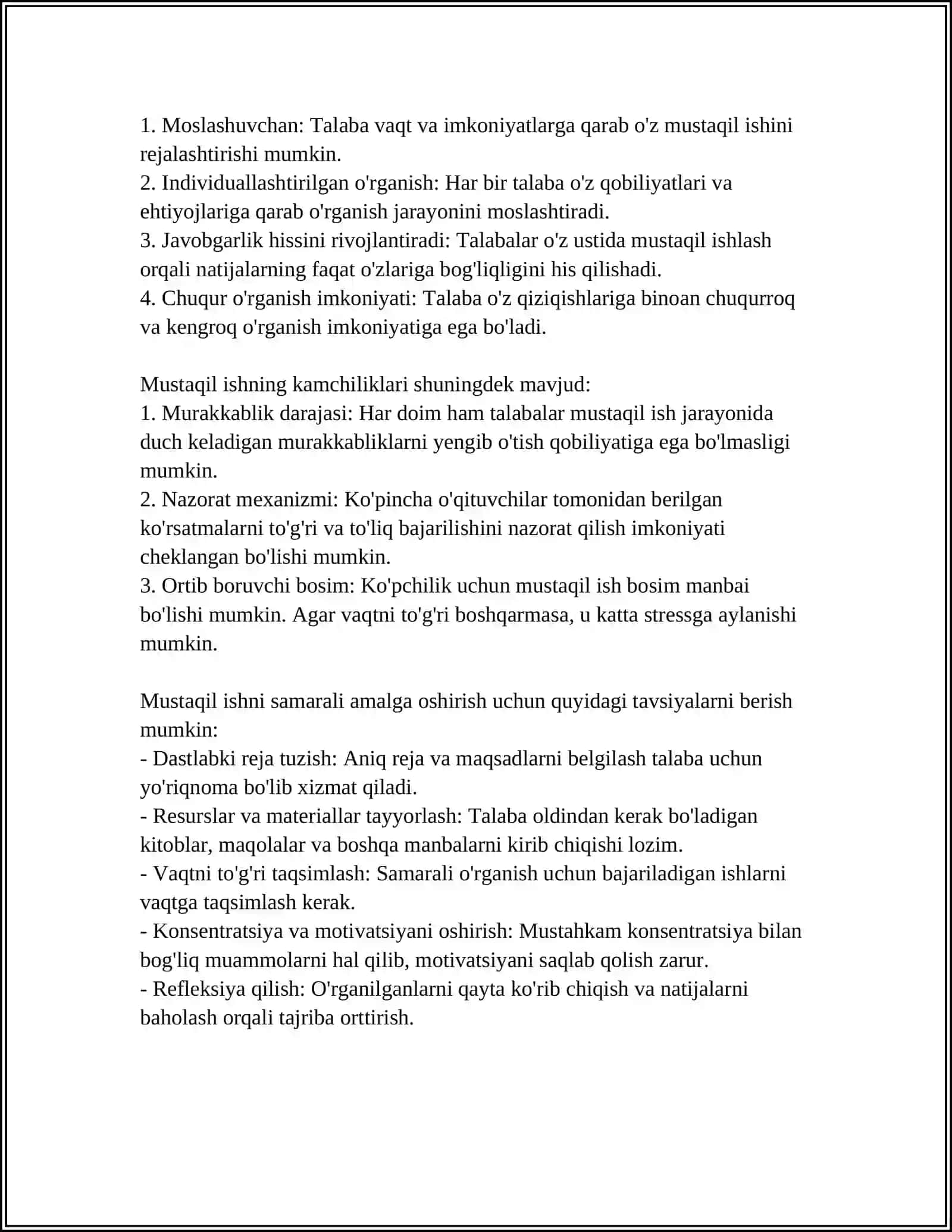 MUSTAQIL ISH BU 4