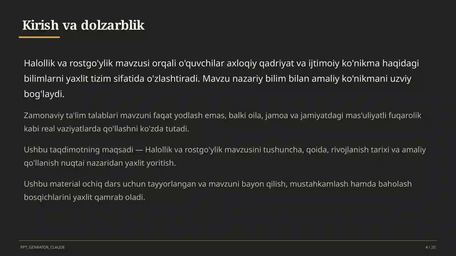 Halollik va rostgo'ylik (2-sinf) 4