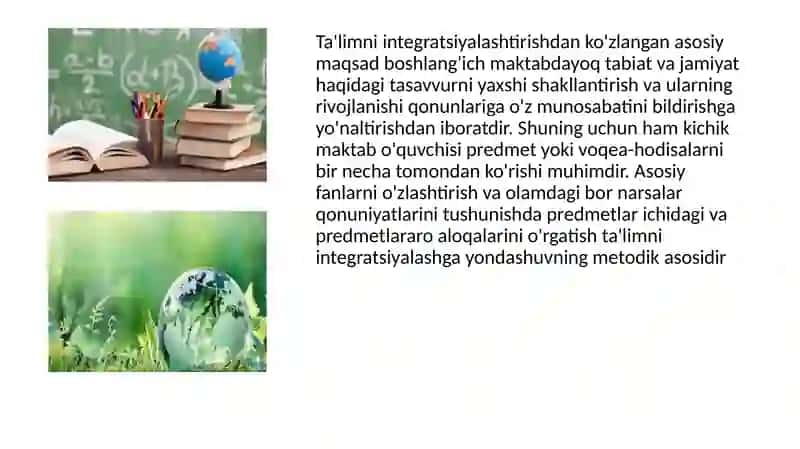 4-MAVZU:BOSHLANG'ICH SINF TEXNALOGIYA DARSLARIDA INTEGRATSIYALASHGAN TA'LIMDAN FOYDALANISHNING METODIK XUSUSIYATLARI 4