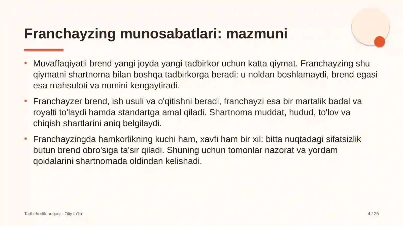 Ko'prik qurilishida franchayzing munosabatlari 4