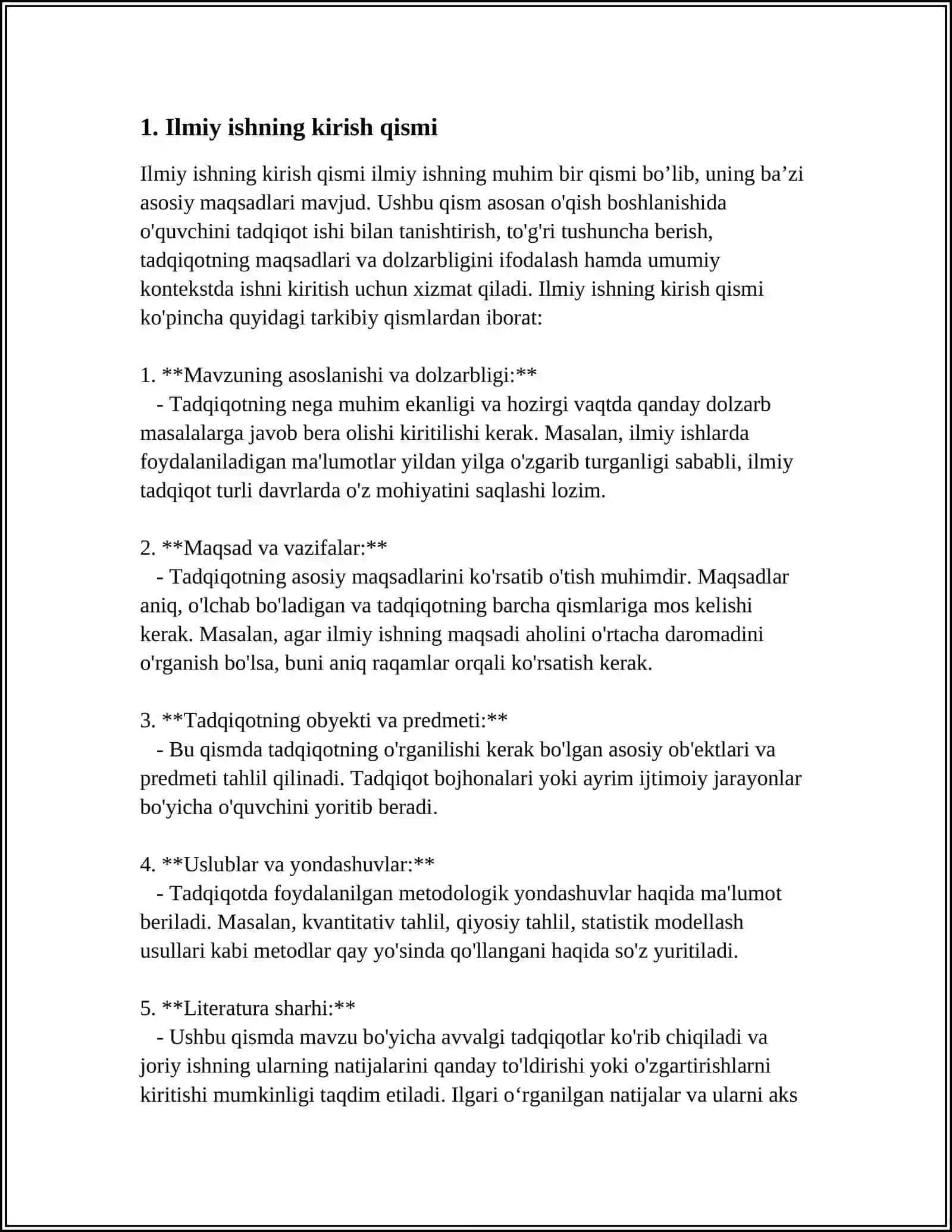 ILMIY ISHNING ASOSIY QISMLARI VA OLDIGA QUYGAN TALABLARI 4