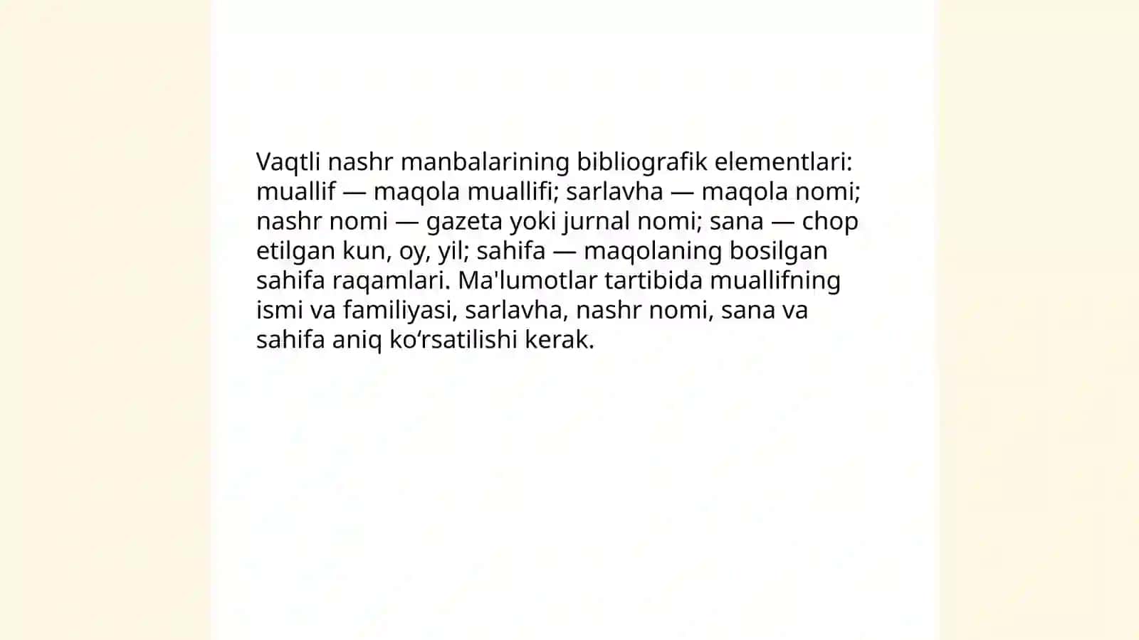 Vaqtli matbuotda chop etilgan sohaga oid manbalarni bibliografiyalash 4