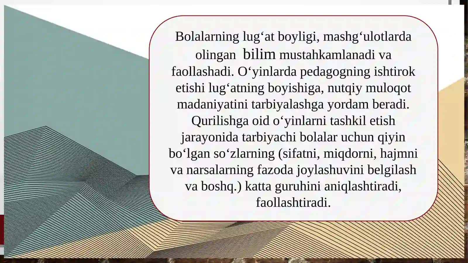Rivojlantiruvchi markazlarda ta’limiy faoliyat va ularga qo‘yiladigan talablar. Maktabgacha ta’lim tashkilotlarida rivojlantiruvchi markazlarga rahbarlik qilish 4