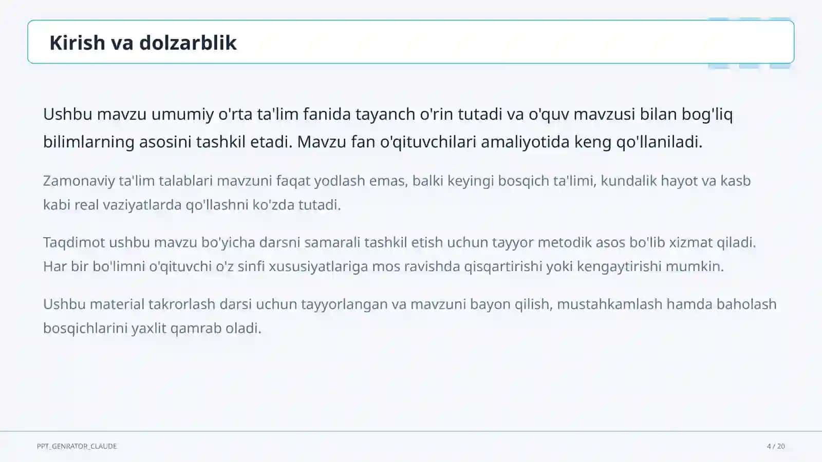 Universal ta'lim dizayni (UDL): har bir o'quvchi uchun mos dars loyihalash 4