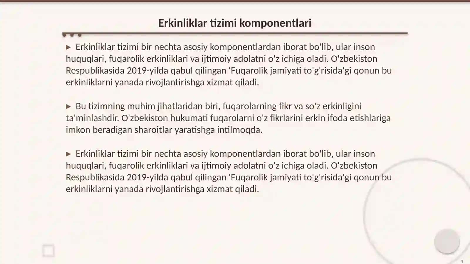 Shaxsiy huquq va erkinliklar tizimi 4