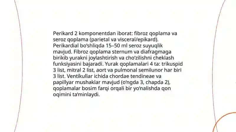 Yurak qon tomir tizimining anatomik-fiziologik oʻziga xos xususiyatlari 4