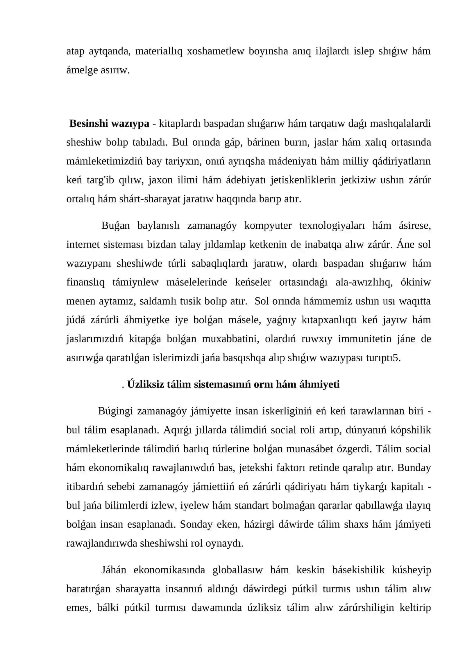 Bilimlendiriw tarawı daǵı reformalar, modernizaciyalaw hám integraciyalaw processleri 4