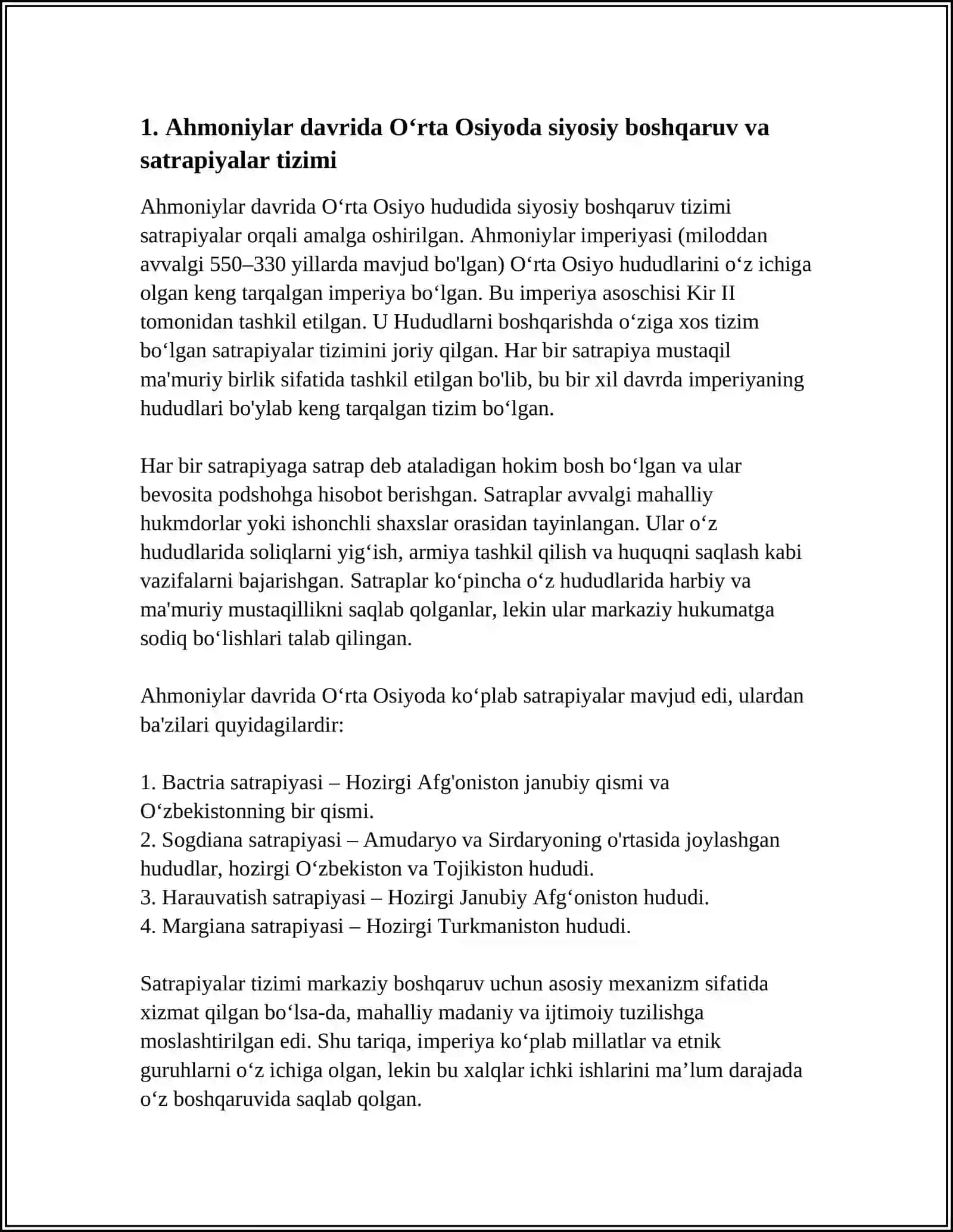 AHMONIYLAR HUKUMRONLIGI VA MAKEDONIYALIK ISKANDAR BOSQINI DAVRIDA OʻRTA OSIYO XALQLARINING IJTIMOIY-SIYOSIY HAYOTI 4