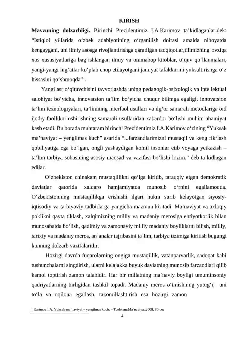Adabiyot darslarida oʻquvchilarning mustaqil fikrlashga oʻrgatishda taʼlim metodlarining oʻrni 4