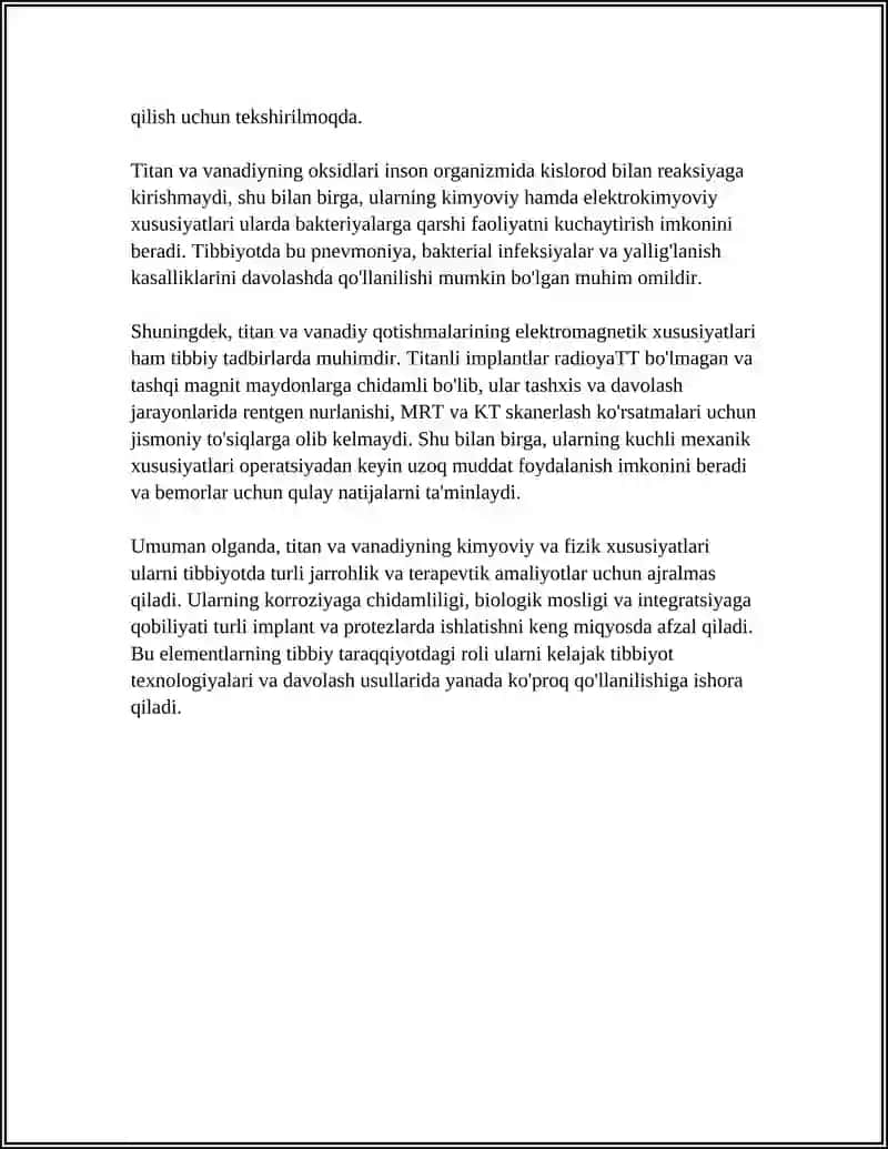 TITAN VA VANADIYNING TIBBIYOTDA QÒLLANILISHI 4