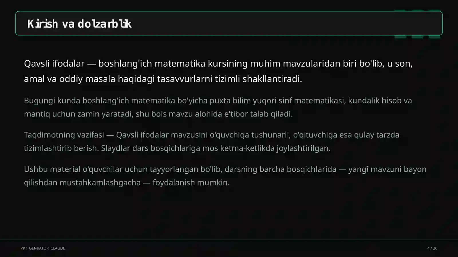 Qavsli ifodalar (2-sinf) 4