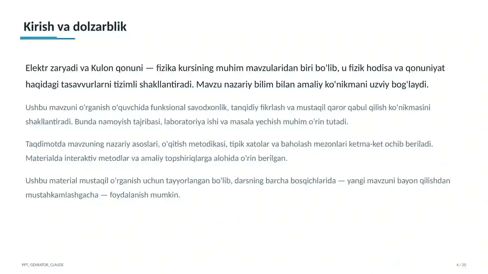 Elektr zaryadi va Kulon qonuni (8-sinf) 4