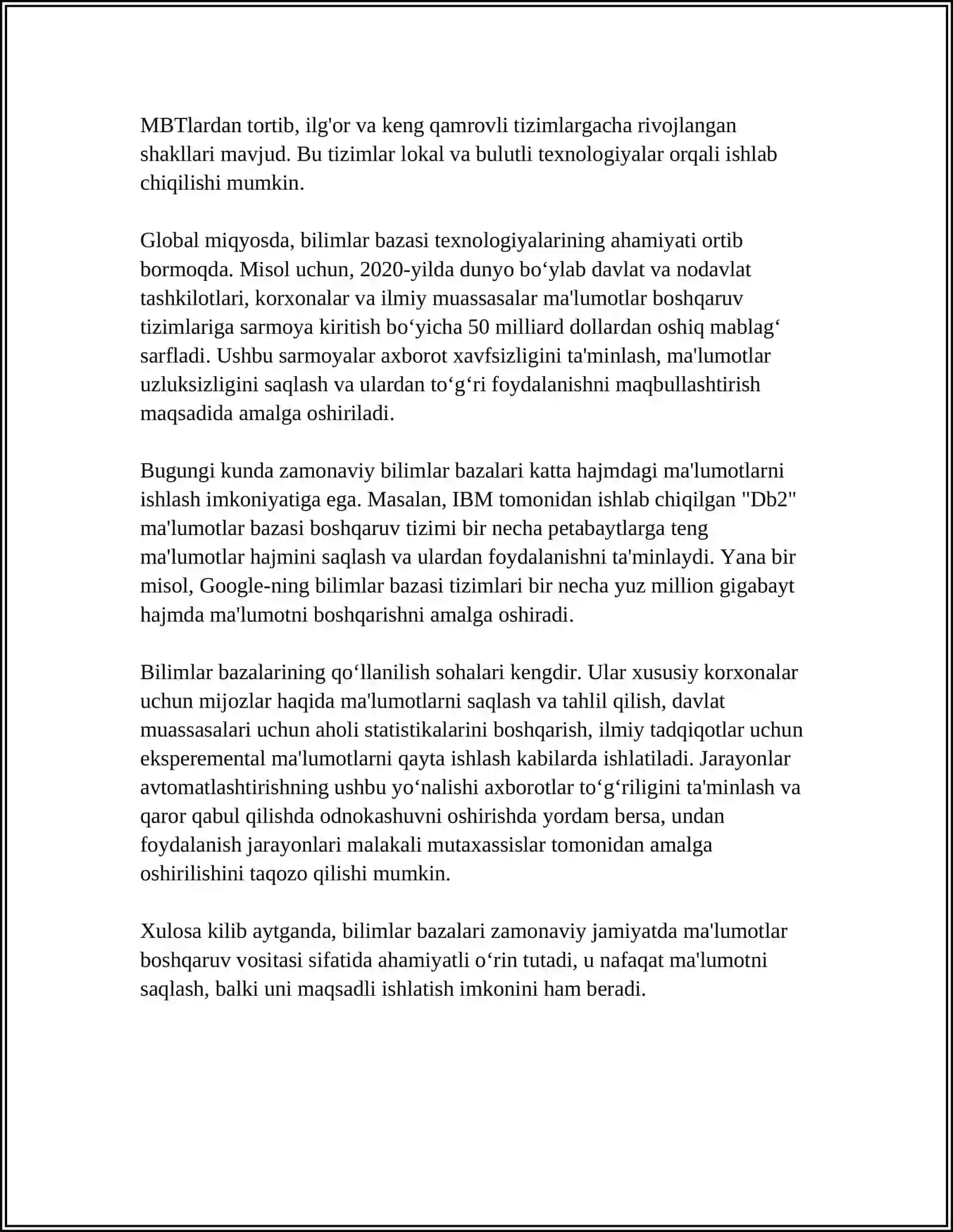 BILIMLAR BAZASI VA BILIMLARNI NAMOYISH QILISH MODELLARI 4