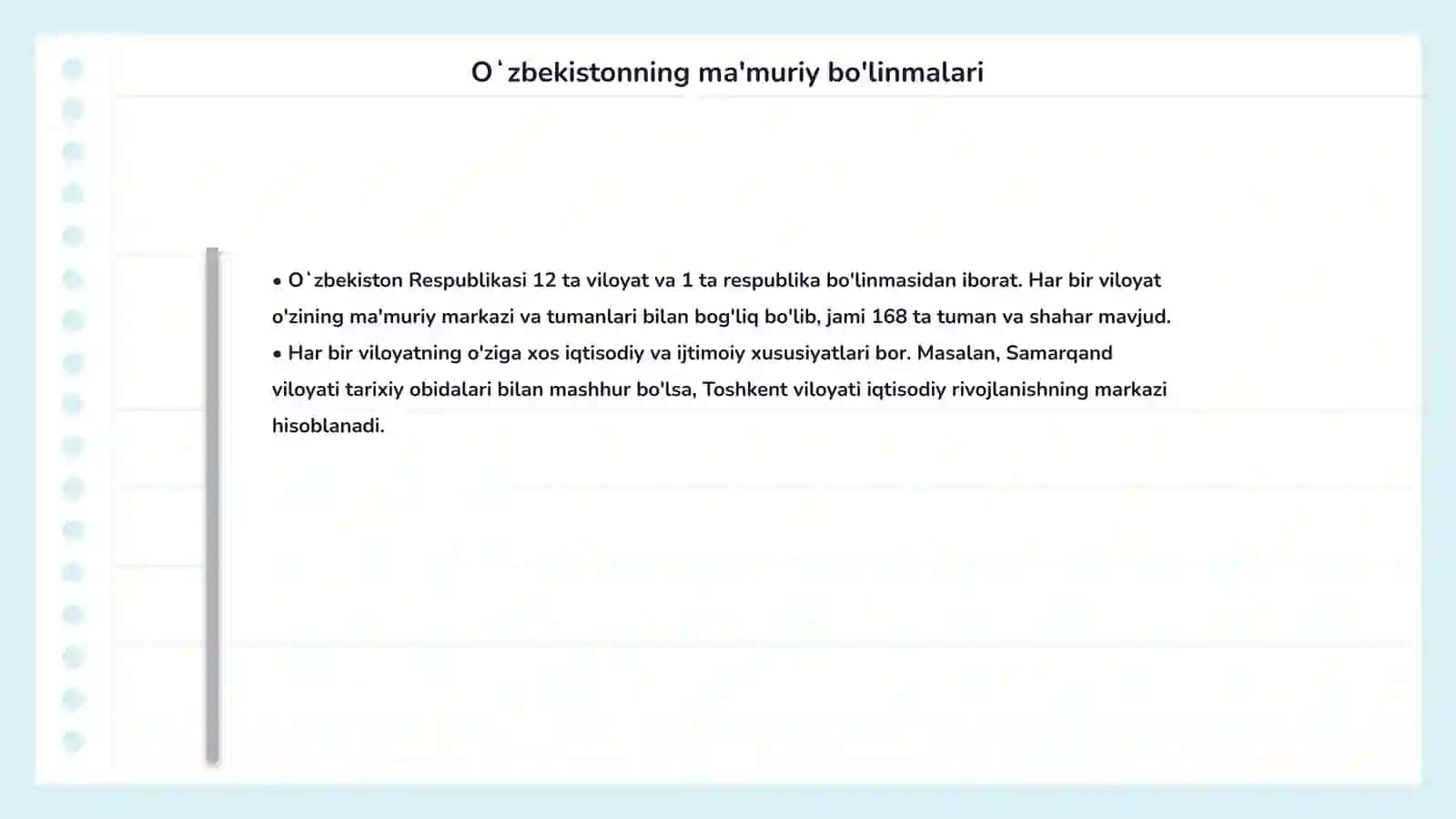 Oʻzbekiston Respublikasining ma'muriy- hududiy tuzilishi va yangi oʻzgarishlar 4