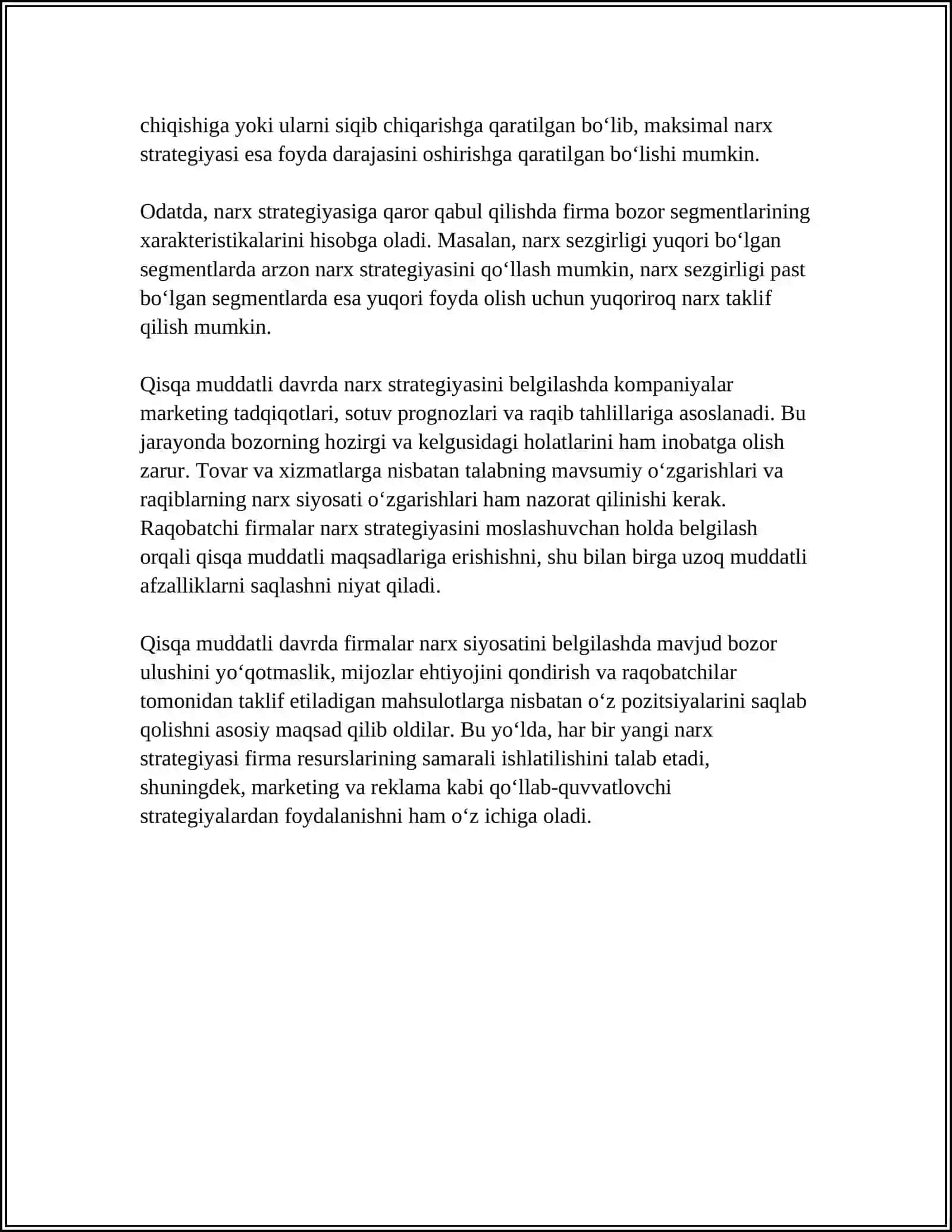 RAQOBATLASHGAN FIRMANING QISQA MUDDATLIORALIQDAGI TAKLIFI 4