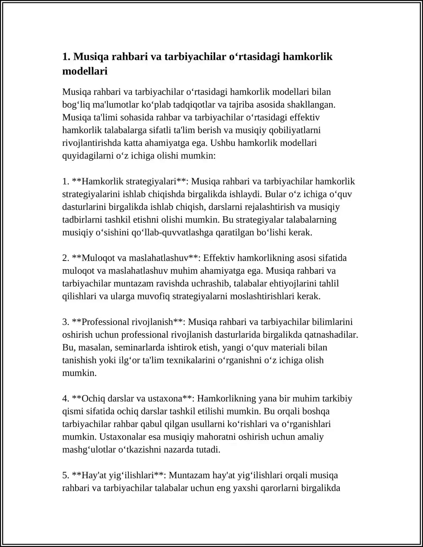 MAKTABGACHA TA'LIM MUASSAASALARIDA MUSIQA RAHBARI VA TARBIYACHINING BIRGA ISH YURITISHI 4
