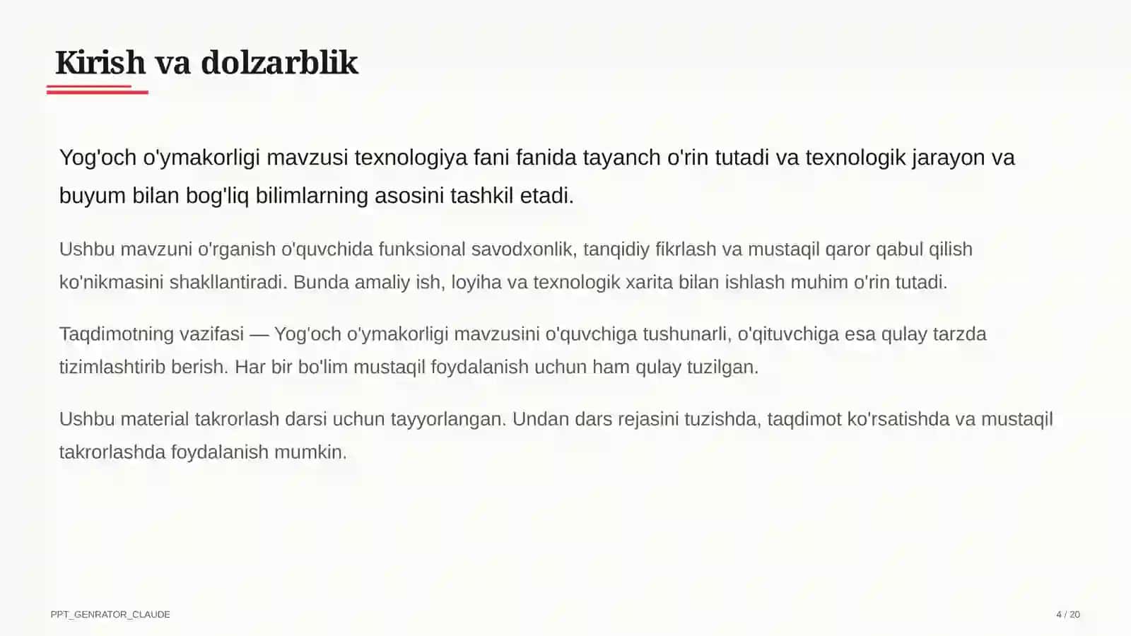 Yog'och o'ymakorligi (7-sinf) 4