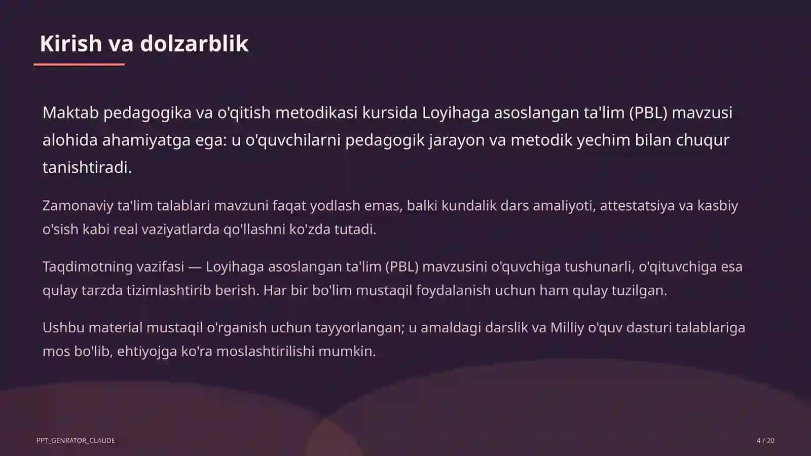 Loyihaga asoslangan ta'lim (PBL) 4