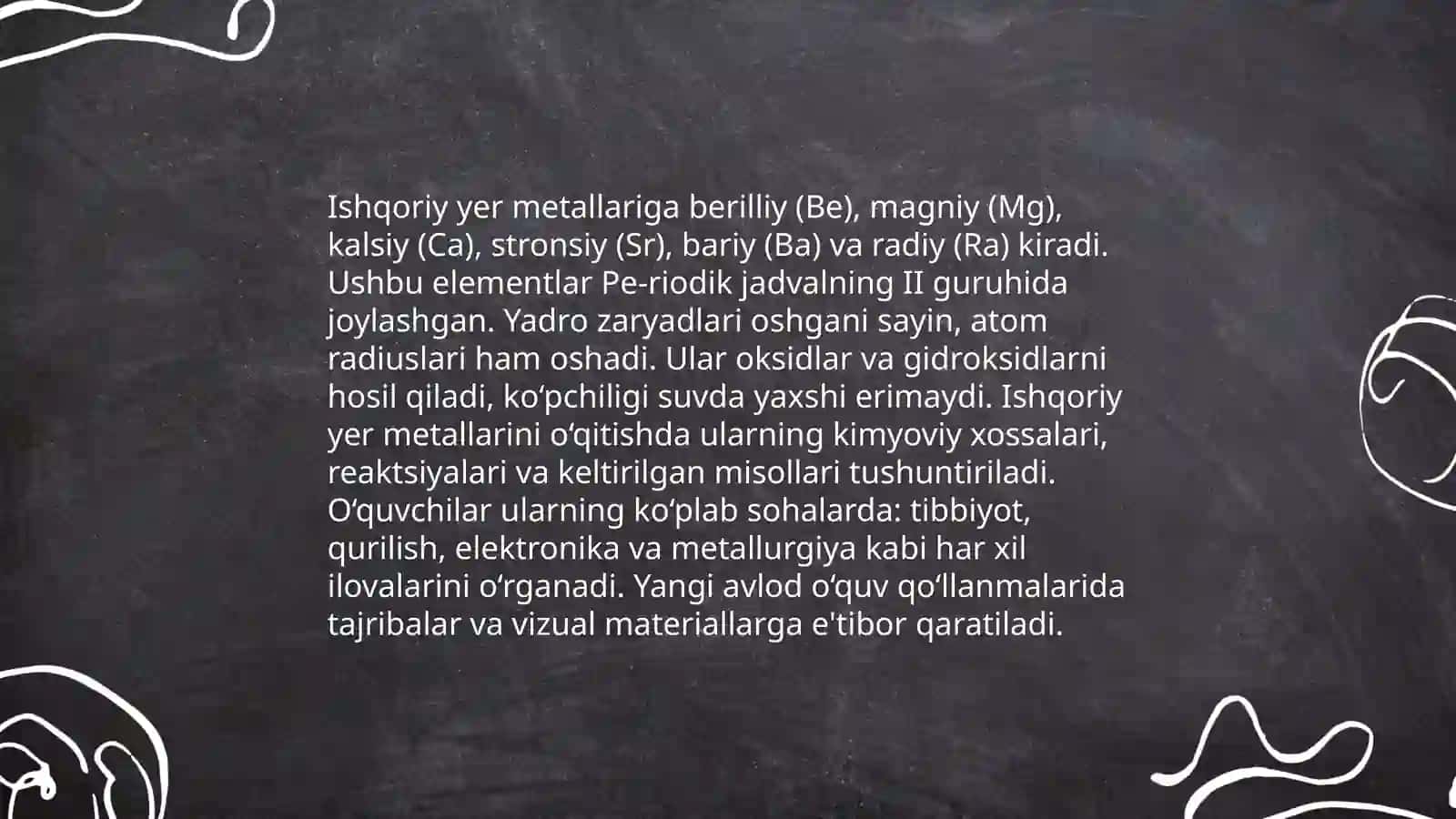 Ishqoriy va ishqoriy yer metallar mavzusini o’qitishning amaliy asoslari va texnologiyalarini ishlab chiqish 4