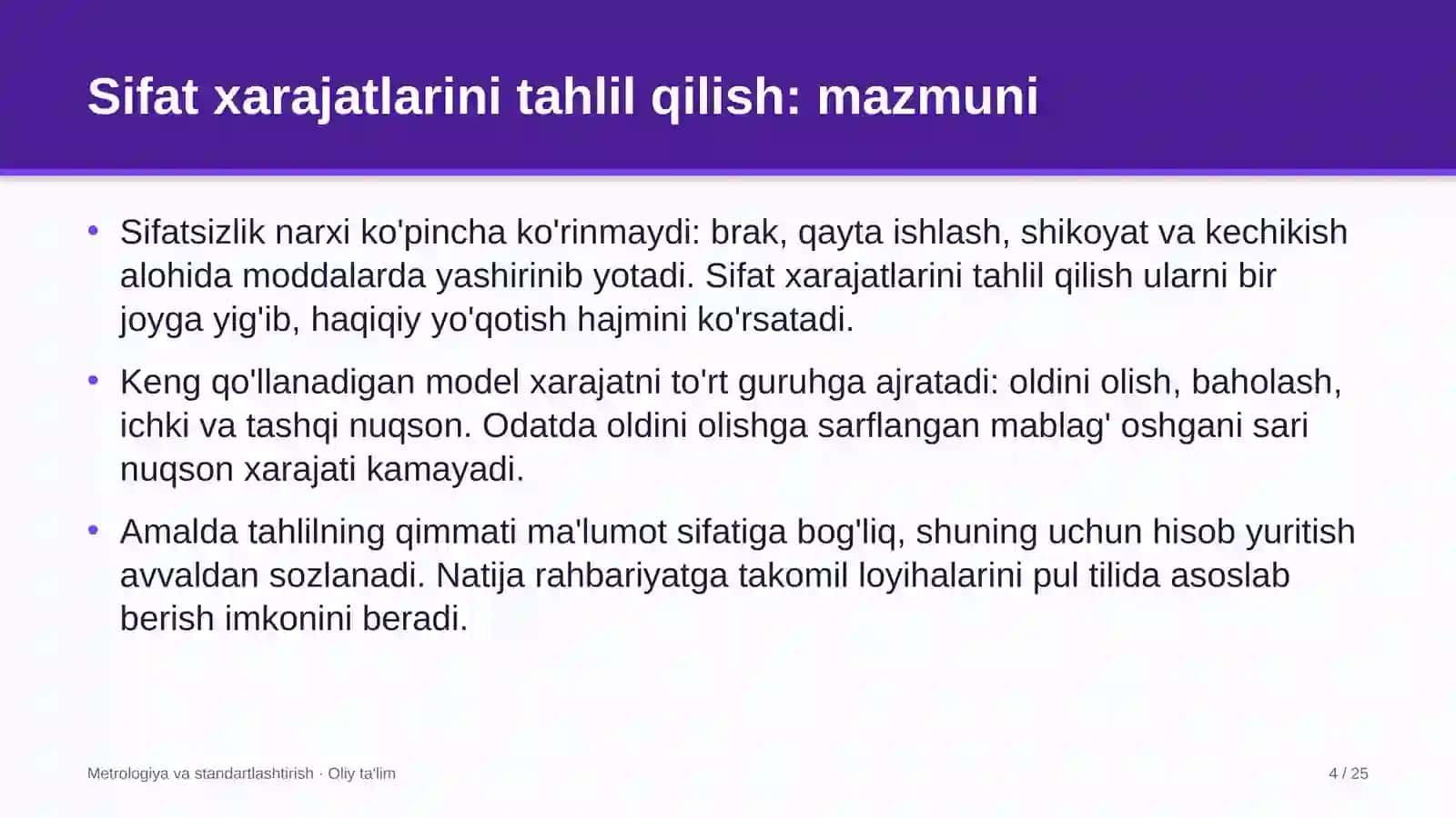 o'rmon xo'jaliklarida sifat xarajatlarini tahlil qilish 6048 4