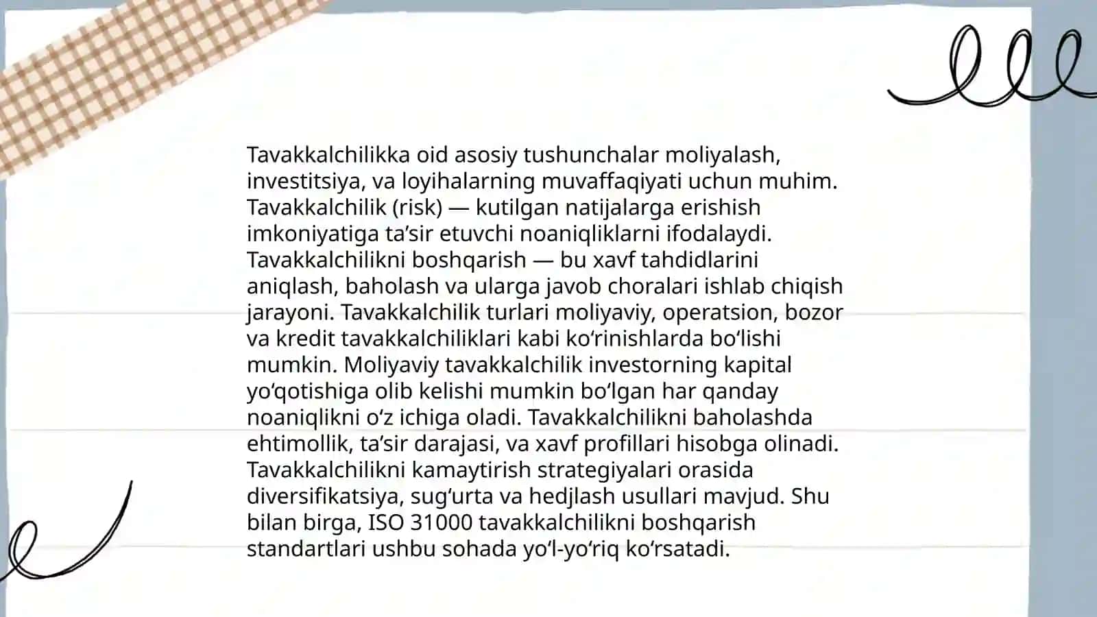 Tavakkalchilik menejmenti fanining maqsadi, mazmuni va asosiy tushunchalari 4