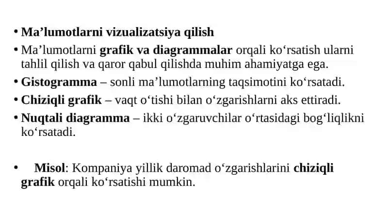 MA’LUMOTLARNI ISHLAB CHIQARISH VA NAMUNA OLISH II 4