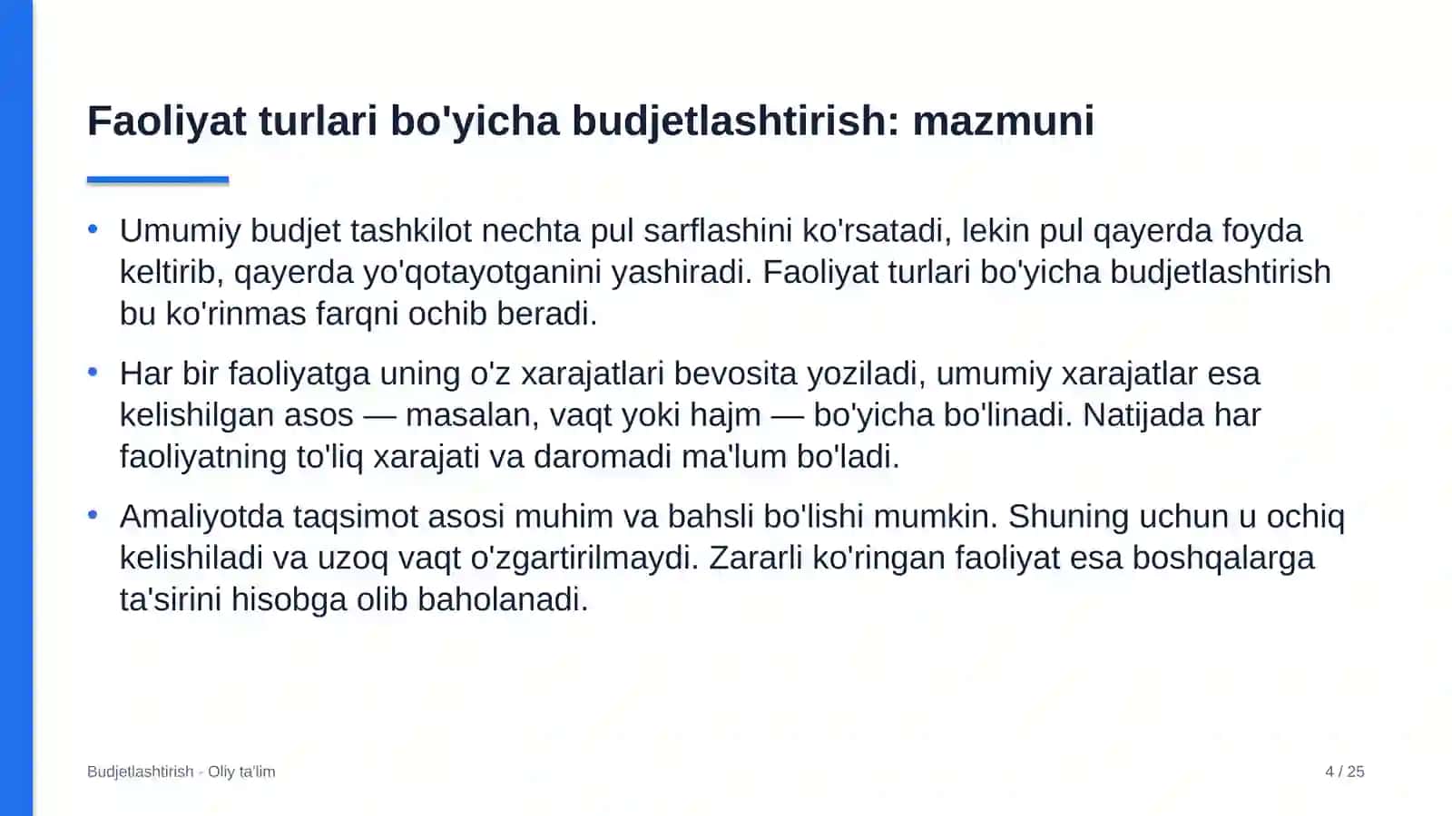 Faktoring kompaniyalarida faoliyat turlari bo'yicha budjetlashtirish 4
