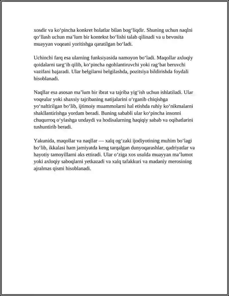 MAQOLLAR VA ULARNING OʻRGANILISHI. NAQLLAR. MAVZUSIDA 2-SOATLIK DARS SSENARIYSI 4