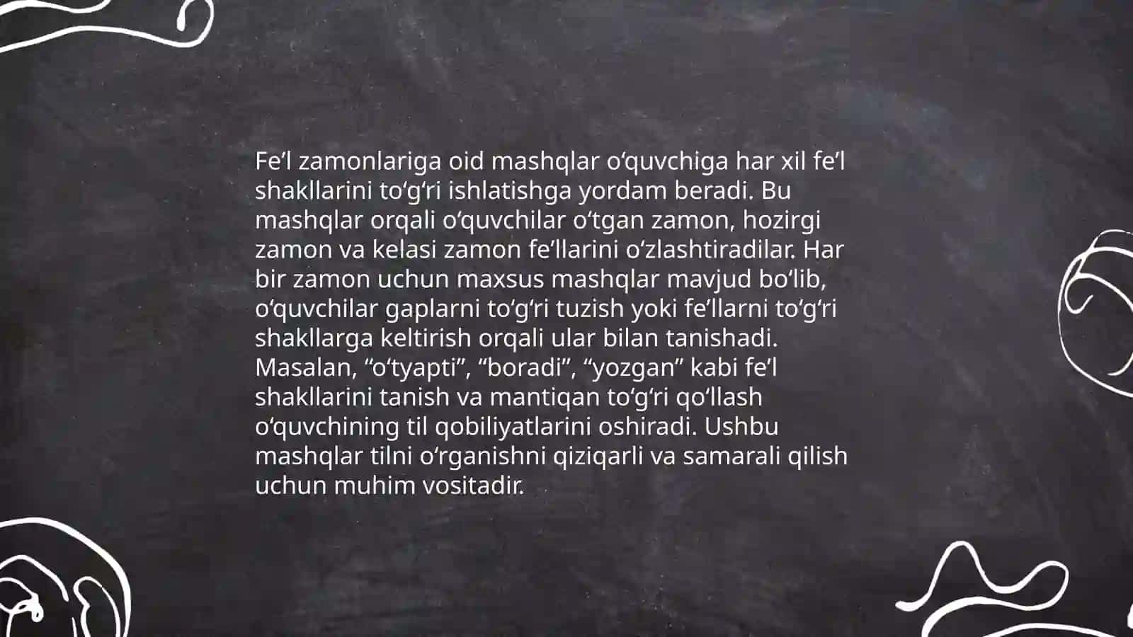 Boshlangʻich sinf darsliklarida feʼlga oid mashqlarni tasnif etish 4