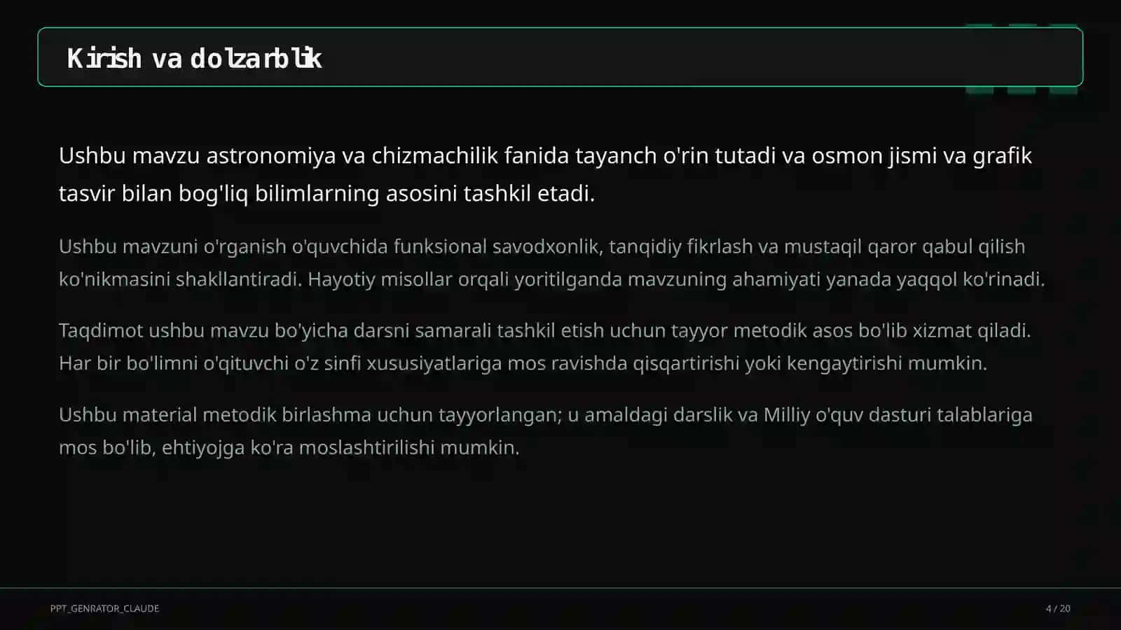 Chizmachilik asoslari: chizma asboblari va formatlar (8-sinf) 4