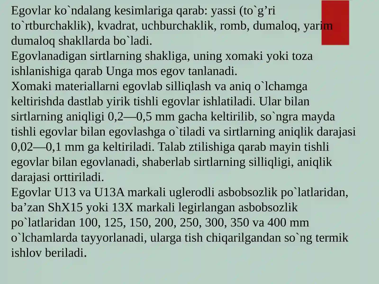 METALLARGA EGOVLASH ORQALI ISHLOV BERISH TEXNOLOGIYASI 4