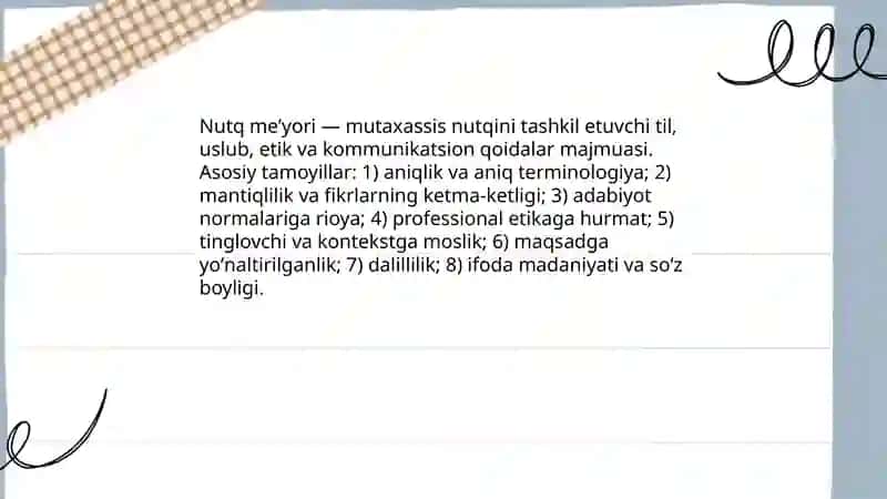 Mutaxassisning nutq madaniyati. Me’yor tushunchasi 4