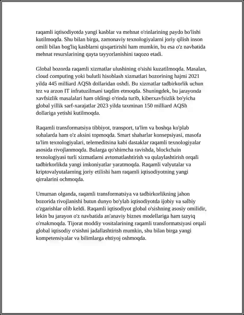 JAHON BOZORIDA BIZNES VA TADBIRKORLIKNING RIVOJLANISHI 4
