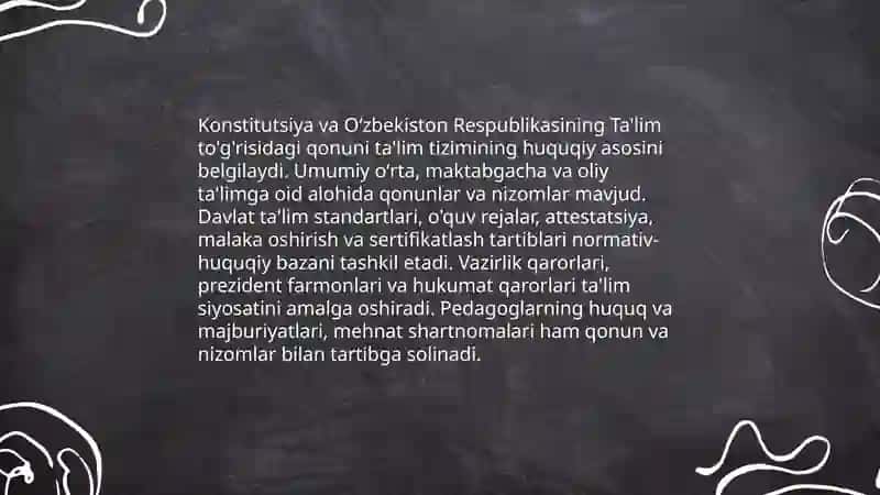O'zbekiston Respublikasi ta'lim tizimi, pedagoglik kasbi va uning vazifalari 4