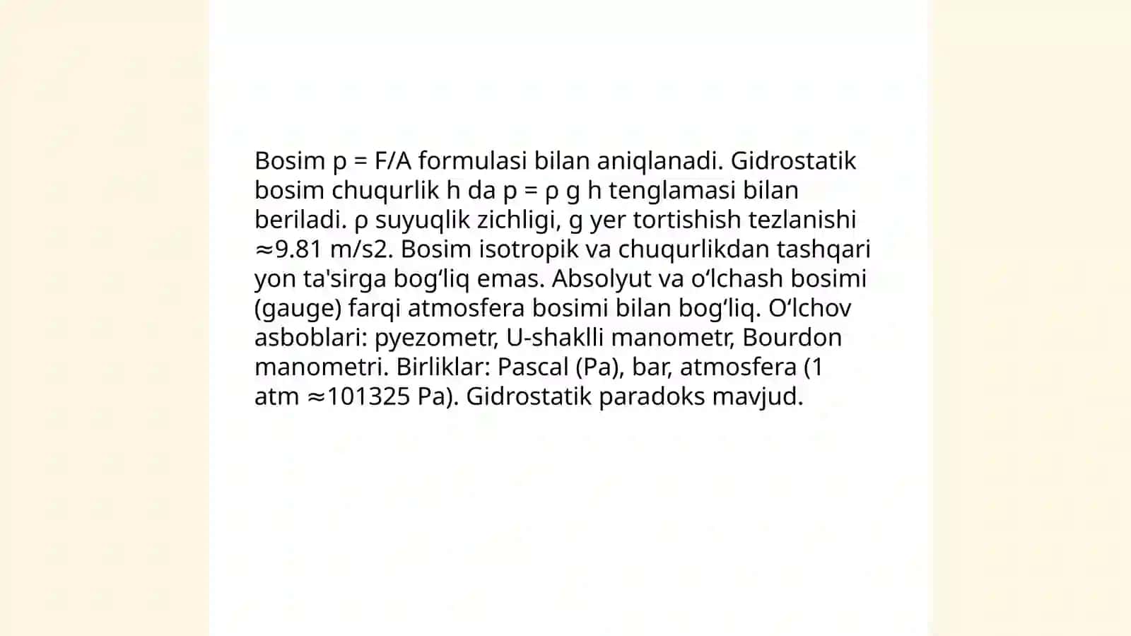 Gidrostatik jarayonlar 4